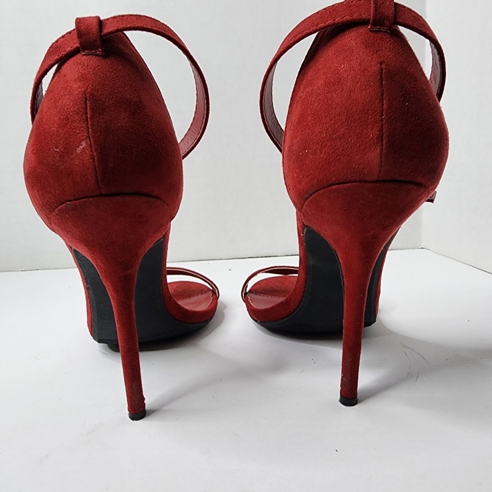 Lulus Elsi Red Single Strap Heels Women's Size 7.5 - Picture 6 of 9
